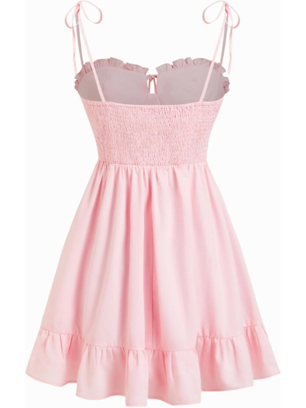 Women's Light Pink Summer Mini Sundresses Spaghetti Strap Cute Vacation Dresses - Picture 4 of 6